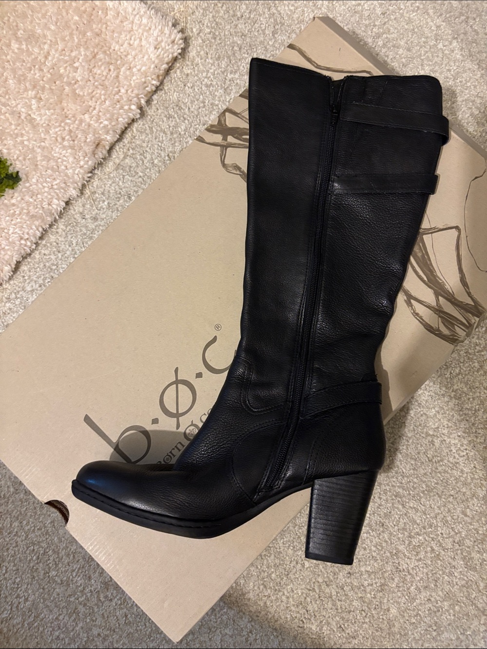 b.o.c. Black Leather Tall Buckle Riding Boots - Picture 2 of 7